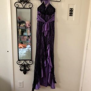 Purple dress with black lace